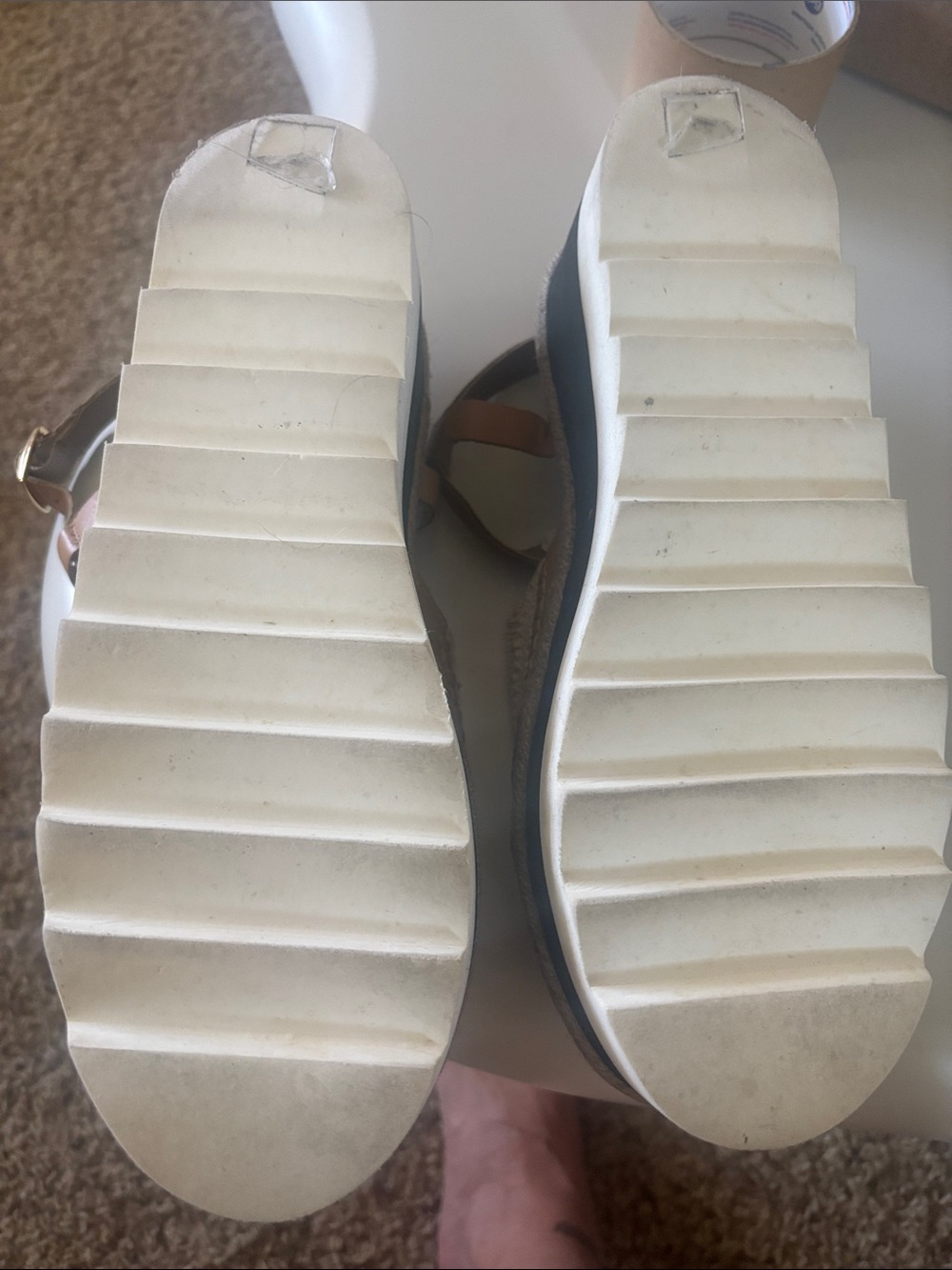 Free People Cream Crochet Platform Sandals with Tan Trim - Picture 4 of 6